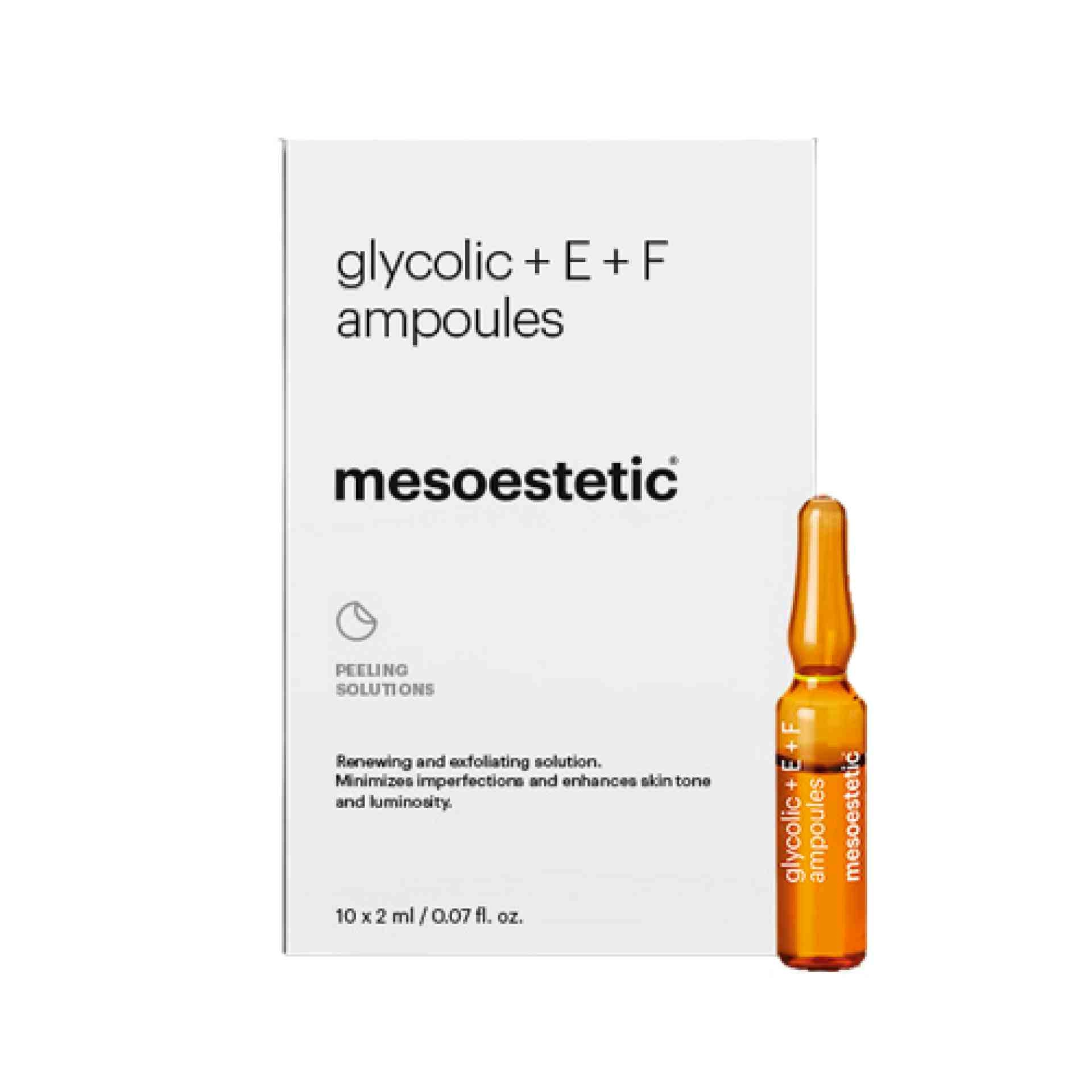 Glycolic + E + F Ampoules | Ampollas Exfoliantes 10x2ml - Peeling Solutions - Mesoestetic ®