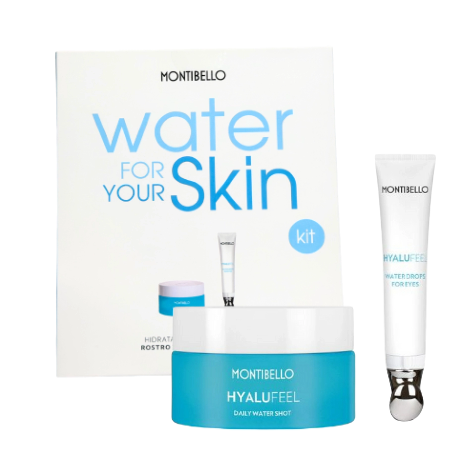 Kit Water for your Skin | Pack Hidratante: Emulsión-gel 50ml + Contorno de ojos 15ml - Hyalufeel - Montibello ®