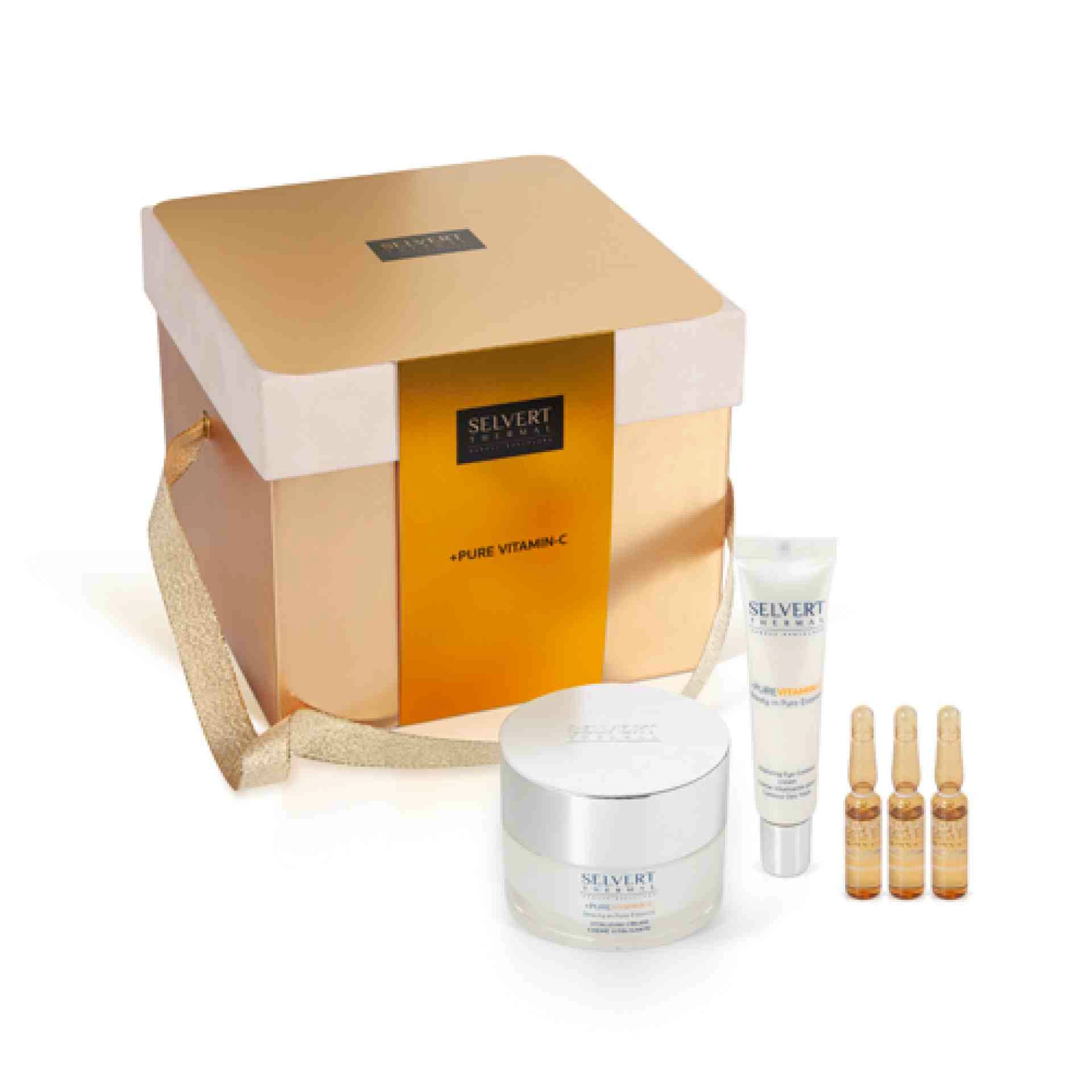 Pack Navidad + Pure Vitamin C: Crema, Contorno de Ojos y Ampollas | Pack Vitalidad Facial - Selvert Thermal ®