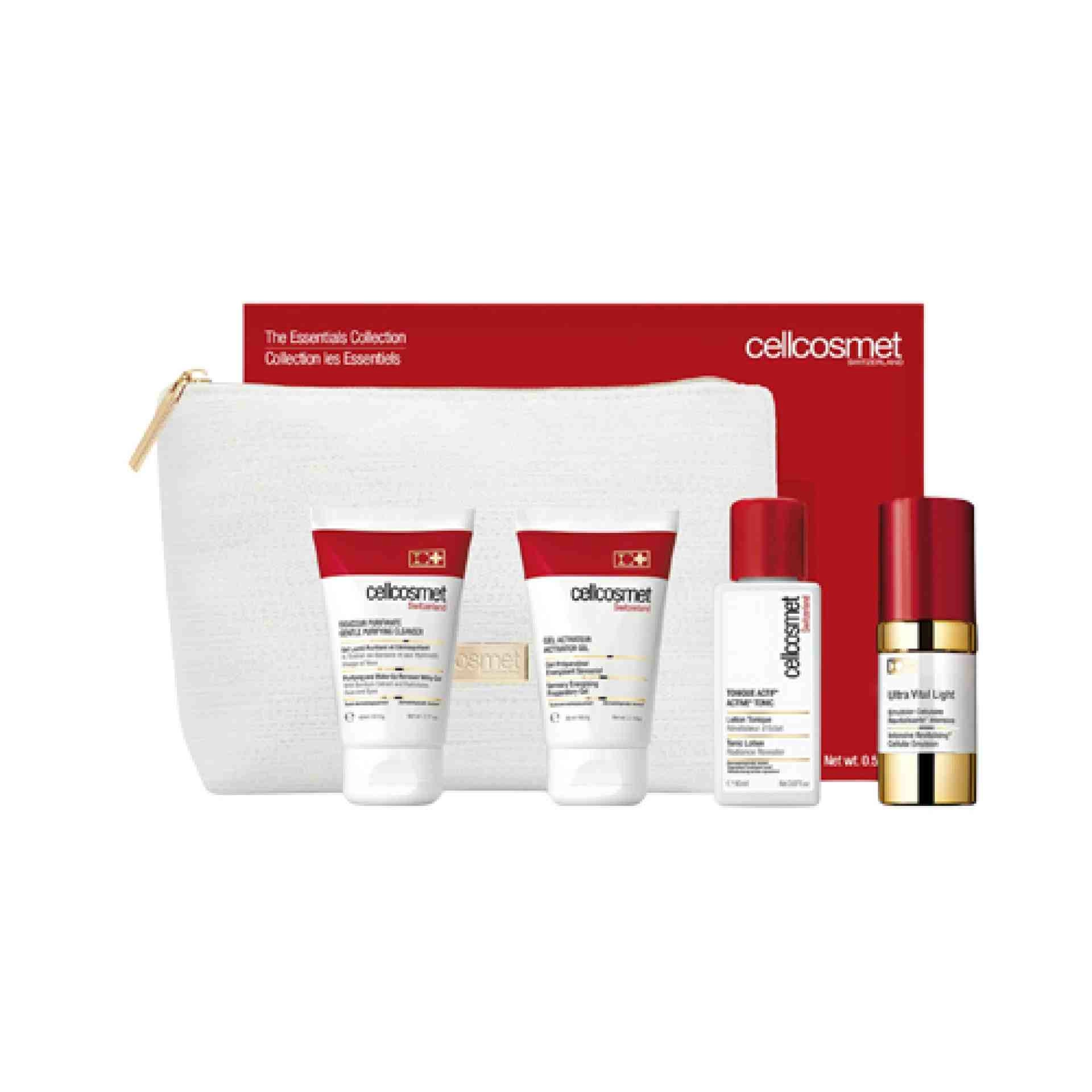 The Essentials Collection | Set de regalo: Douceur Purifiante 60ml + Gel Activateur 60ml + Tonique Actif 90ml + Ultra Vital Light 15ml - Cellcosmet ®